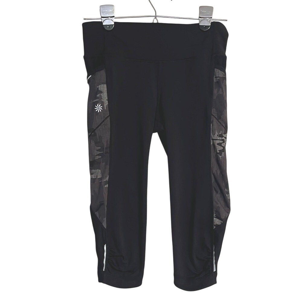 Athleta Be Free Knicker Leggings Black Mesh Pocket Running Womens XS